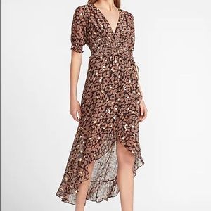 NWT Express Metallic Leopard Smocked Waist Dress